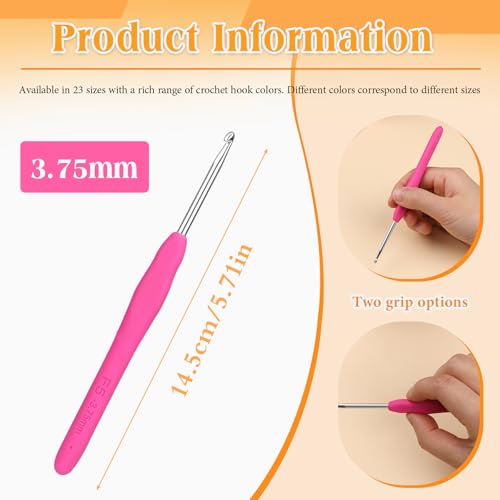Image of SHWAKK Crochet Hook, 3.75 mm Ergonomic Crochet Hook, Crochet Needles for Arthritic Hands, Knitting Needles with Soft Handle Beginners and Experienced Hobbyists (3.75 mm)
