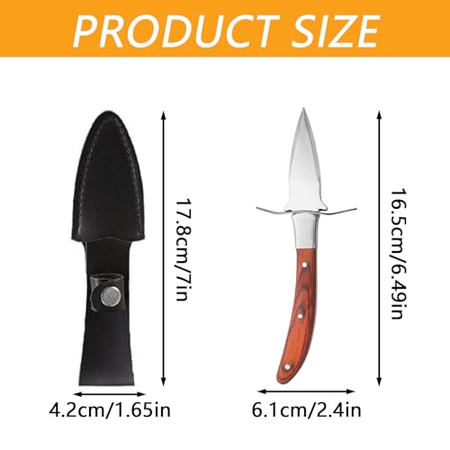 GUANGJIA Stainless Steel Shellfish Seafood Opener Durable Oyster Seafood Opener Tools with Leather Case Oyster Seafood Shellfish Knife for Kitchen Outdoor Use - Image 2