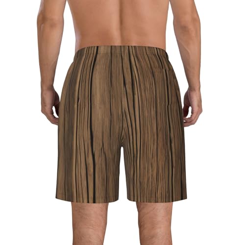 Men's Beach Shorts - Trunks with Pockets, Wood Grain Print Design, Suitable for Running, Walking, and Casual Wear3