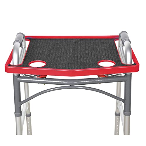 Support Plus Walker Tray Table - Mobility Table Tray For Walker, Non Slip Walker Tray Mat, Walker Accessories Mat, Cup Holder For Walker (21"X16") - Red #TOP6