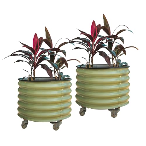Vego garden Self-Watering Rolling Citrus Planter Raised Garden Bed Kits, Twin Pack-Olive Green