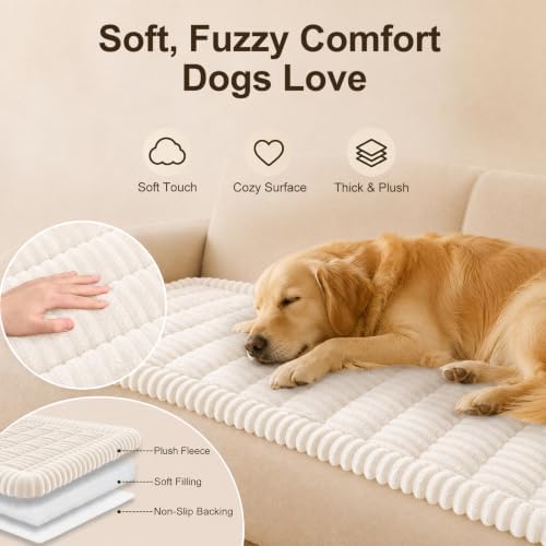 decorUhome Couch Cover for Dogs, Non Slip Fuzzy Thick Pet Sofa Protector - 1