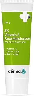 The Derma Co 3% Vitamin E Face Moisturizer for Dry & Flaky Skin | Soothes, Hydrates & Nourishes | Makes Skin Soft & Supple | Quick Absorbing, Fragrance-Free Formula | 3.53 Oz/100g