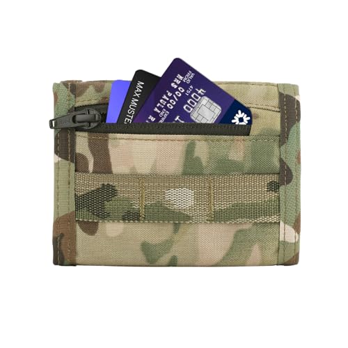 PETAC GEAR Tactical Mens Wallet,Trifold Nylon Credit ID Card Pocket Water Resistant Cash Card Holder with Back coin Zipper Pocket (MC)3