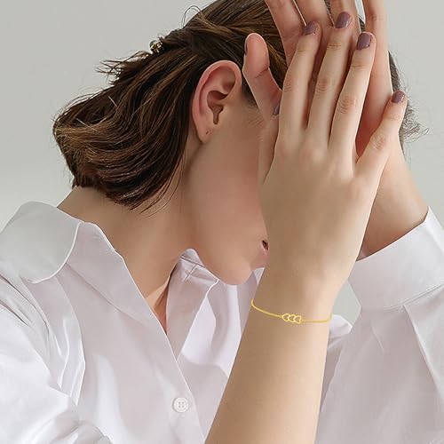 14k Gold Heart Bracelet for Women Real 14k Solid Gold 3 Heart Bracelet for Her Jewelry Christmas Gifts2