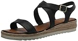 Lucky Brand Women's TRIANNA Wedge Sandal, Black, 8