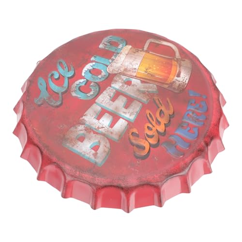 NUOBESTY Décoration Murale Vintage en Fer 35 CM Panneau Mural Capsule de Bière Rétro pour Bar Café Restaurant – Ornement Mural Créatif Image de Fond en...