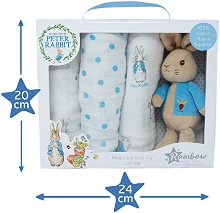 Peter Rabbit Gift Set - Unisex Beatrix Potter Soft Toy and Muslin Set