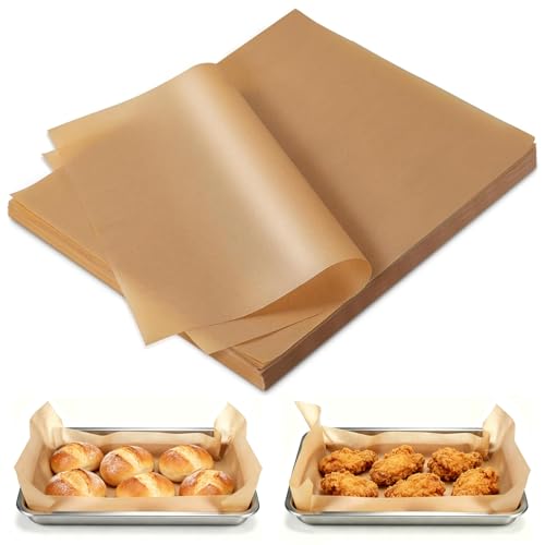 100 Stück Backpapier Ohne Pfas 25x35cm Antihaftbeschichtet Hochtemperaturbeständig Ungebleichtes Backpapier für Heißluftfritteusen Backöfen Mikrowellen Zum Backen Kochen Grillen