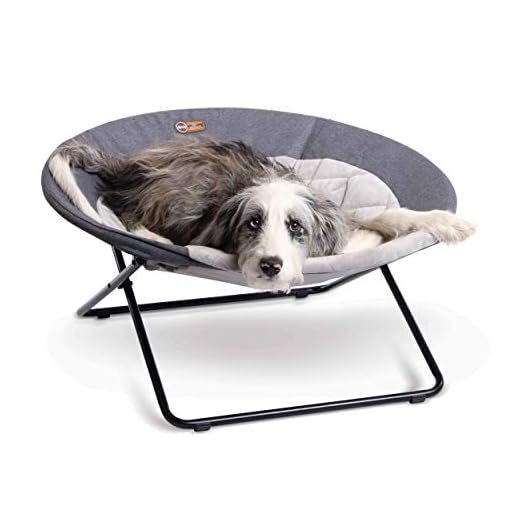K&H PET PRODUCTS Cozy Cot Elevated Pet Bed, Dish Chair for Dogs and Cats, Machine Washable, Gray, Large 30 Inches