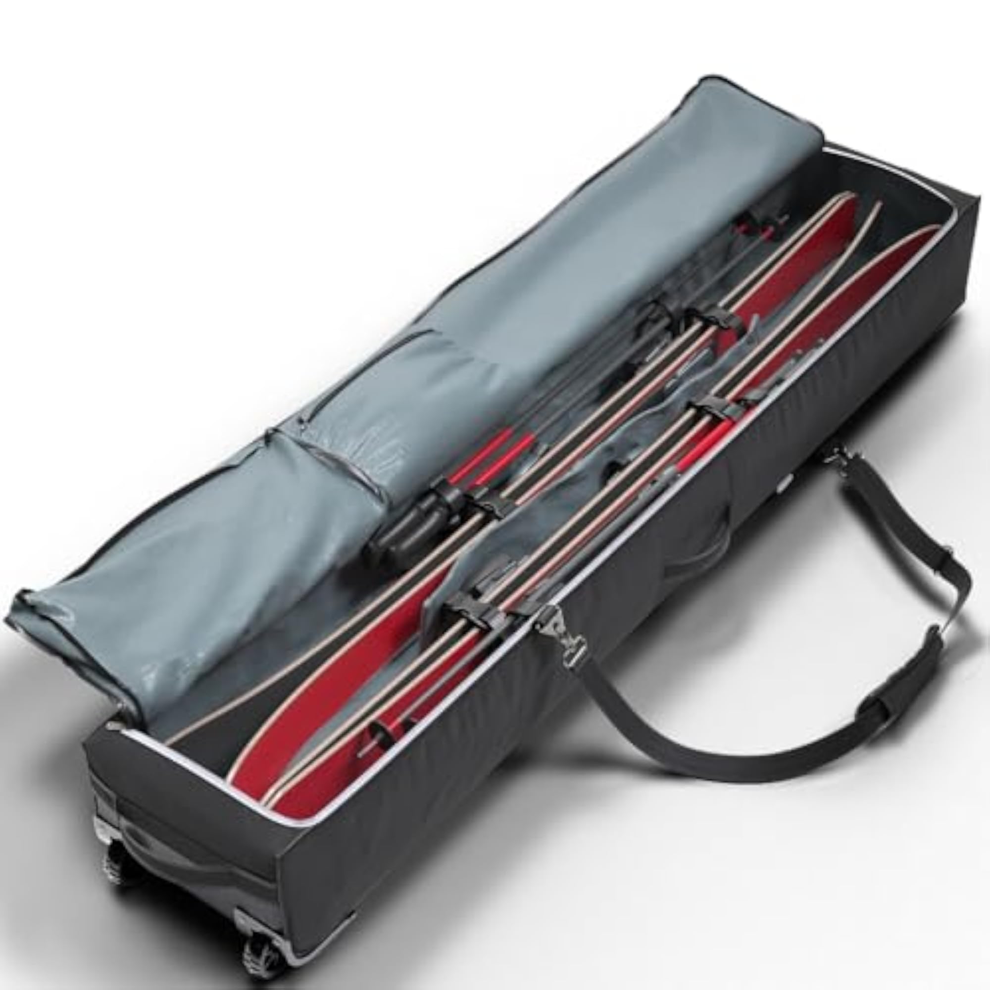 Rolling Double Ski Bag, Padded Ski Bag with Wheels
