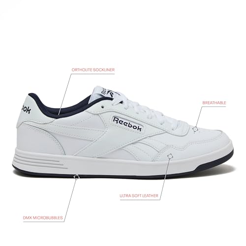 Reebok Court Advance Sneakers for Men - Casual Tennis Mens Shoes Size 6 to 15, White or Black, Footwear White/Vector Navy/Footwear White, 132