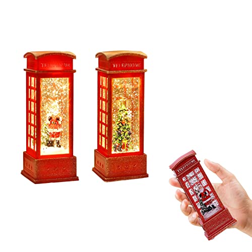 2 Stück Weihnachten Schneekugel Laterne LED Wasser Telefonzelle...