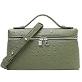 Rejolly Crossbody Bag for Women L19 Pouch Top-Handle Leather Bag Designer Shoulder Handbag Quiet Luxury Trendy Purse Ostrich Dark Green