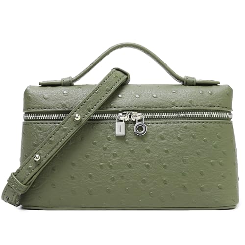 Rejolly Crossbody Bag for Women L19 Pouch Top-Handle Leather Bag Designer Shoulder Handbag Quiet Luxury Trendy Purse Ostrich Dark Green