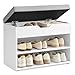 Produktbild VASAGLE Schuhbank, Sitzbank, Schuhregal mit gepolstertem Kissen, Schuhorganizer mit 3 Ebenen, 30 x 60 x 44 cm, für Flur, Wohnzimmer und Schlafzimmer, wolkenweiß LHS020W01