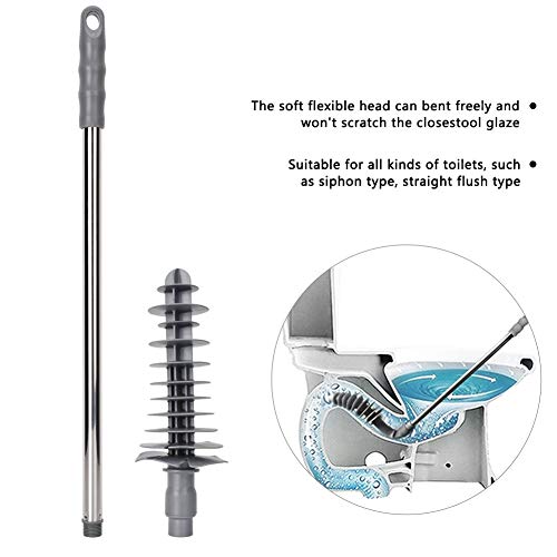 Image of Toilet Plunger, Long Handle Toilet Plunger Bathroom Blockage Unblocker Flexible Head Clog Remover Dredge Tool Plunger Brush