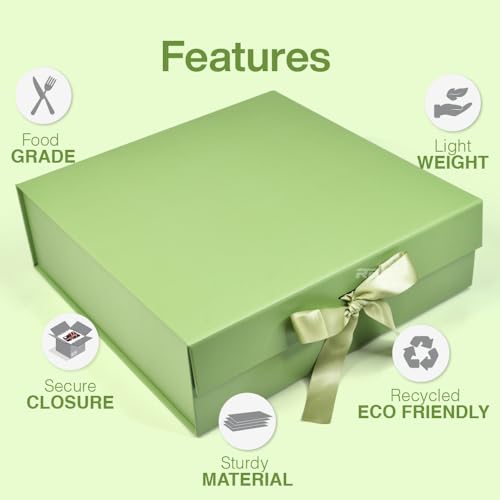 Image of RBS-LARGE Gift Box (34 x 33 x 10cm) Gift Box for Packaging (1 Pack) Hamper Box for Gift Holds Upto 10 kg Gift Packing Box Gift Boxes for Gifting Hamper Box (Large Green)