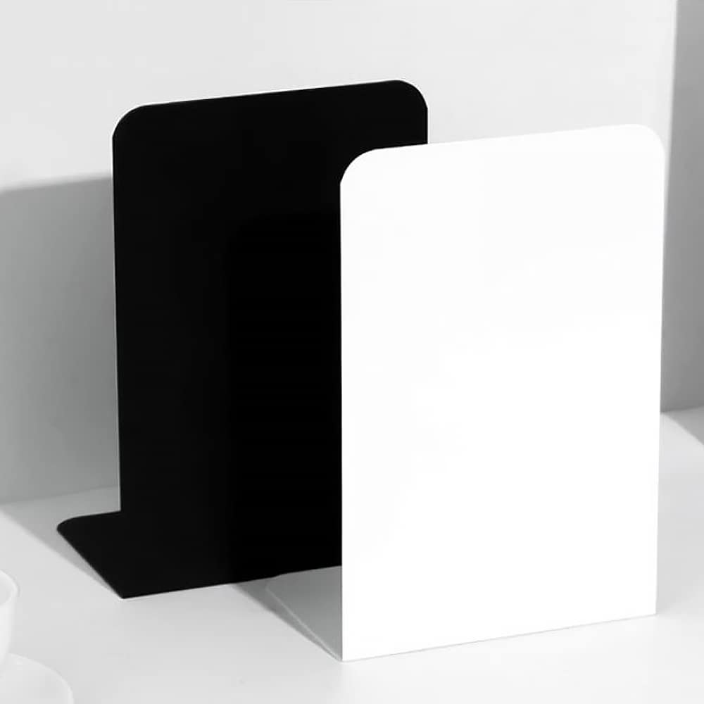 1 paire de serre-livres en métal très résistants pour étagères de bureau (noir)