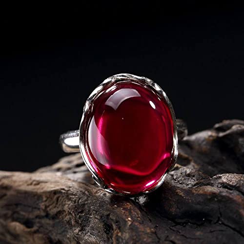 Bague ajustable en corindon rouge pour femmes style vintage - 4
