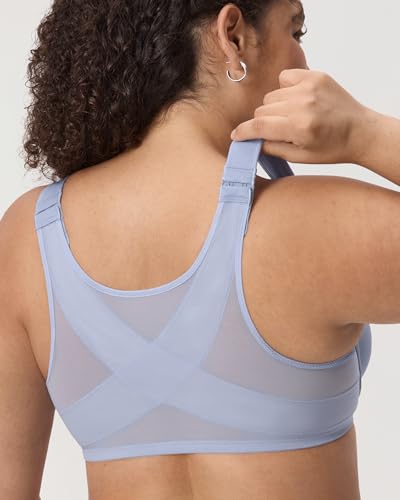 Image of DELIMIRA Women's Front Closure Bras Posture Full Coverage Plus Size Underwire Unlined Back Support Plunge Seamless Bra B-H