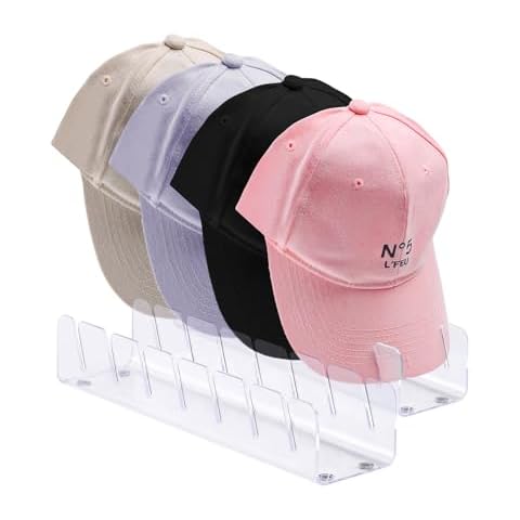 QoeCycth Hat Stand for Baseball Caps Display and Organizers, 2Pack Acrylic Hat Holder Storage for 14Caps,Hat Racks for Bedroom, Closet, Dresser, Office Cover