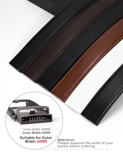 Ratchet Belt Strap for Men Leather Belts Without Buckle Replacement Leather Belt Strap Only 35mm for 40mm Buckle4