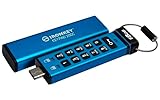 Kingston Ironkey Keypad 200 USB-C 16GB Encrypted Flash Drive | OS Independent | FIPS 140-3 Level 3 | XTS-AES 256-bit | BadUSB and Brute Force Protection | Multi-Pin Option | IKKP200C/16GB