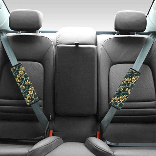 Image of AFPANQZ Branch Print Seat Belt Pad Cushion 2 Pack Soft Auto Vehicle Safety Seatbelt Pads Cushion Automotive Accessories Comfortable Driving Pads Laptop Bag Straps Pad