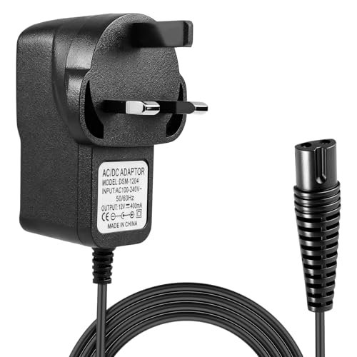 12V Shaver Charger for Braun Series 9/7/3/1 Beard Trimmer 12V 400mA Power Supply Cord for Silk-Epil 9 7 5 Epilator Electric Razor 2 Pin 3 Pin Charging Cable UK Plug for 5544 5409 3040S 5377 7220