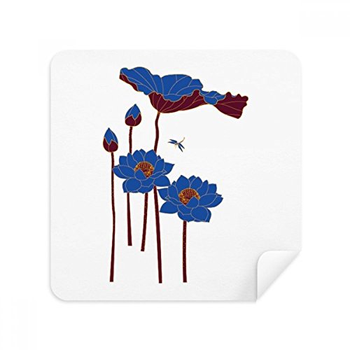Chiffon de nettoyage en daim bleu feuille de lotus pour ecran et lunettes x2