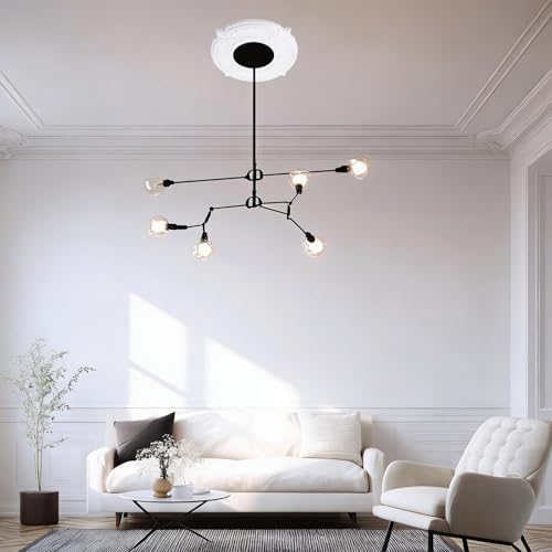 INCREWAY Geteiltes Design, 30,5 cm Deckenmedaillon für Lichter und Ventilatoren, 13 cm Ausschnitt, abnehmbare PU-Segmente, einfache Installation, weiße Deckenplatten-Dekoration
