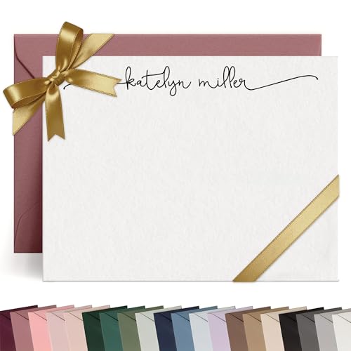 Curio Press Personalized Stationery Notecards with Envelopes, A2 Custom Note