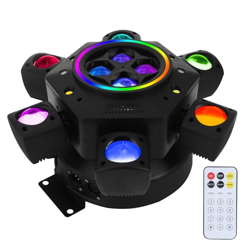 Moving Head DJ Lights, 150W RGBW 4-in-1 LED 6 Arms Disco Stage Light with Mixed Lighting Effects, DMX-512 & Sound Activated & Remote Control, Party Lights for Bar, Wedding,