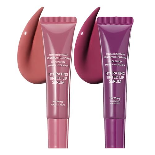 Image of FeiCuiYun 2Pcs Lip Tinted Glowy Balm Hydrating Tinted Lip Serum Lip Gloss, Ultra-Hydrating Natural Vegan Lip Balm, Sheer-Tinted Shine & Hydration, Soothes & Softens Dry Lips Skincare 03+04