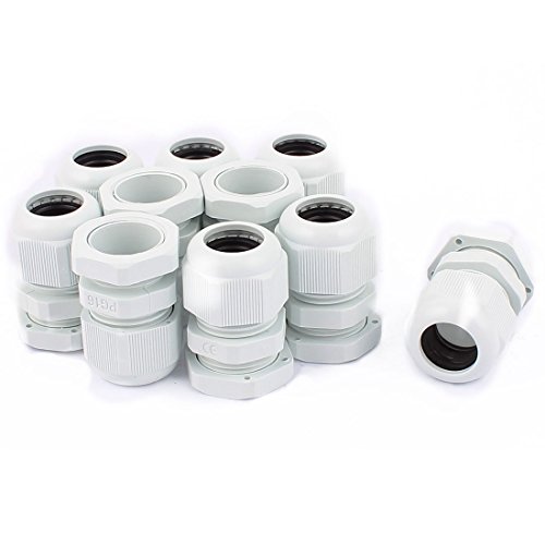 Aexit 10Pcs Waterproof Brake Tools PG16 White Plastic Cable Glands Joints for 10-14mm Brake Line Tools Dia Wire