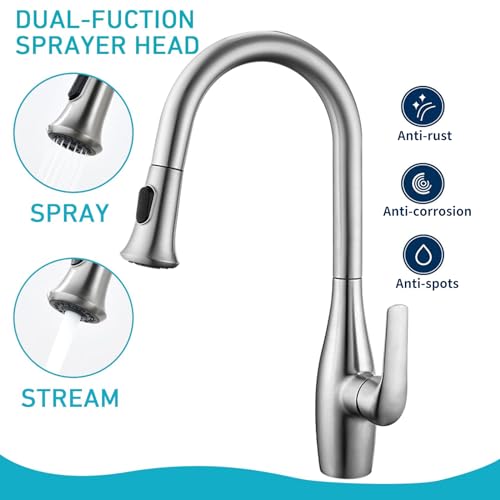 High Arc Kitchen Sink Faucet with Pull Down Sprayer