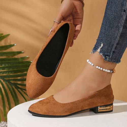 Women's Pointed-Toe Ballet Flat Comfort Lightweight Single Shoes Dressy Casual Business Flats Shoe Slip on Shallow-Flats2