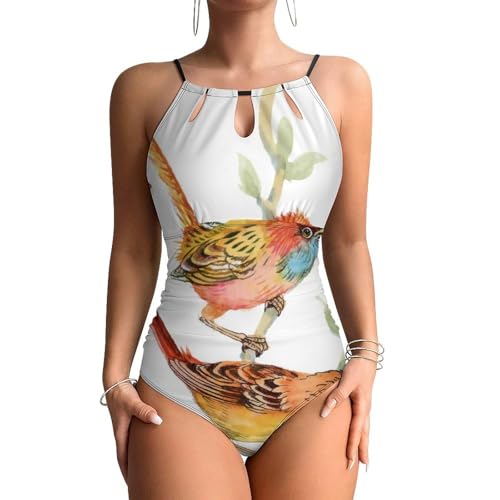 Maillot de bain une pièce femme fleurs oiseaux sauvages swimsuit monokini beachwear gainant