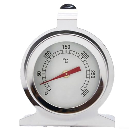 YobiLife Termómetro de horno de acero inoxidable, rango de 0 a 300 °C con esfera grande, incluye gancho para colgar y soporte para barbacoa y cocina en hornear, asar y asar