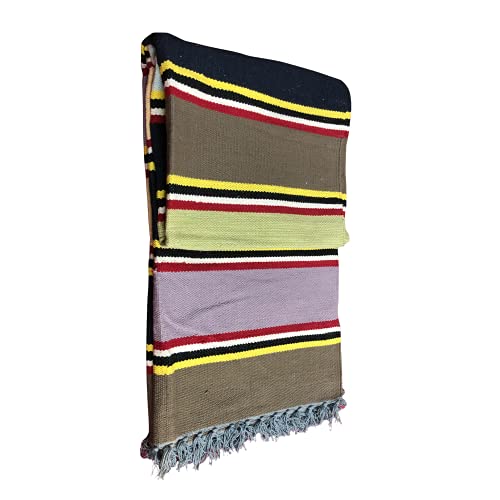 100% Cotton Rectangular Carpet/Rug/Durrie/Satranji 4X6 Reversible Heavy Export Quality (2 Kg), Multicolor Stripe 1, Pack of 1