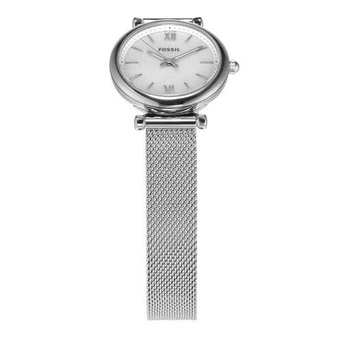 Fossil Damenuhr Carlie, Quarzwerk, 35mm Silbernes Edelstahlgeh&auml;use mit Edelstahlarmband, ES4341