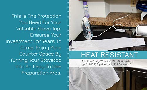 Larsic Stove Cover - Thick Natural Rubber Sheet Protects Electric Stove Top. Anti-Slip Coating, Waterproof, Heat Resistant, Foldable. Prevents Scratching, Expands Usable Space (31X24, Red)