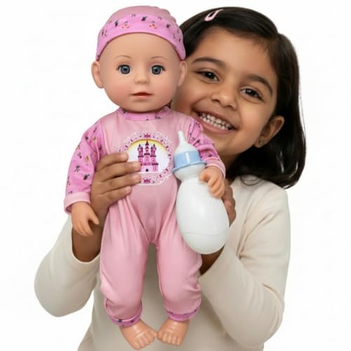 Image of Realistic Baby Doll Playset with Feeding Bottle, Potty, Plate & Utensils - Soft Vinyl Doll for Kids (3+ Years) | Interactive Boy Doll Toy in Cute Outfit Bendable Legs (C10)