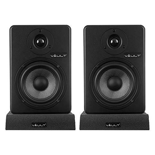 Image of VAULT C5 5-Inch Powered Studio Reference XLR Computer Monitors Speakers - Pair with Acoustic Foam Pads