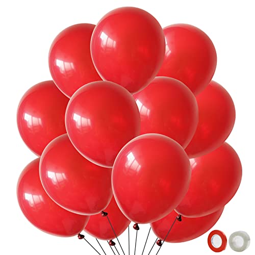 BTZO バルーン ゴム風船 飾り付け 50個入 10インチ 丸 ラテックス 飾り付け 誕生日 結婚式 店舗装飾 パーティー 運動会 文化祭 バルーンアート レッドの画像