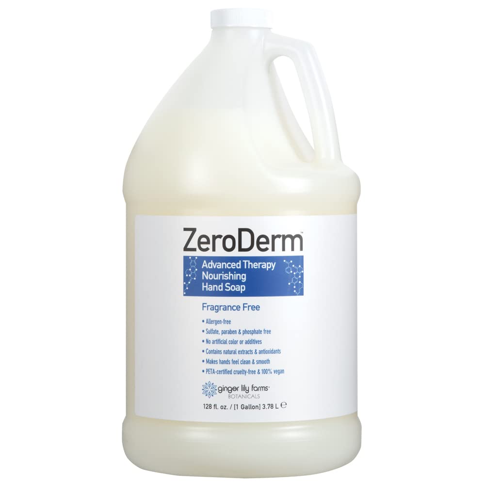 Ginger Lily Farms Botanicals ZeroDerm Advanced Therapy Nourishing Liquid Hand Soap Refill 100 Vegan Cruelty-Free Fragrance-Free Unscented 128