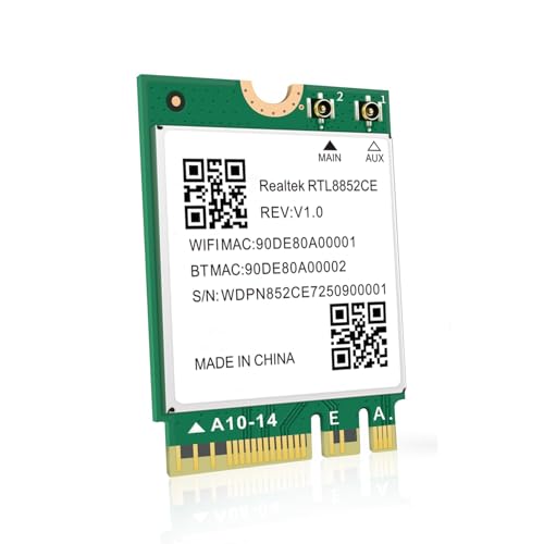 Tarjeta de red inalámbrica WiFi 6E RTL8852CE NGW con Bluetooth 5.3, banda triple, 5400 Mbps, para laptop, compatible con Windows 10 y 11 (64 bits), interfaz M.2/NGFF