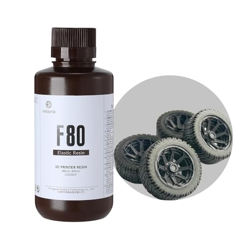 RESIONE RÃ©sine d'imprimante 3D, rÃ©sine Ã©lastique F80 avec allongement Ã©levÃ© Ã  la rupture haute rÃ©silience, rÃ©sine photopolymÃ¨re pour impression 3D LCD DLP MSLA(Noir 500g)