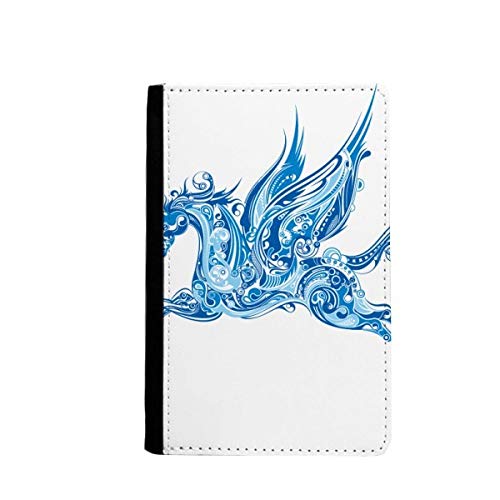 Porte-passeport bleu aux finitions soignées motif ailes de cheval premium